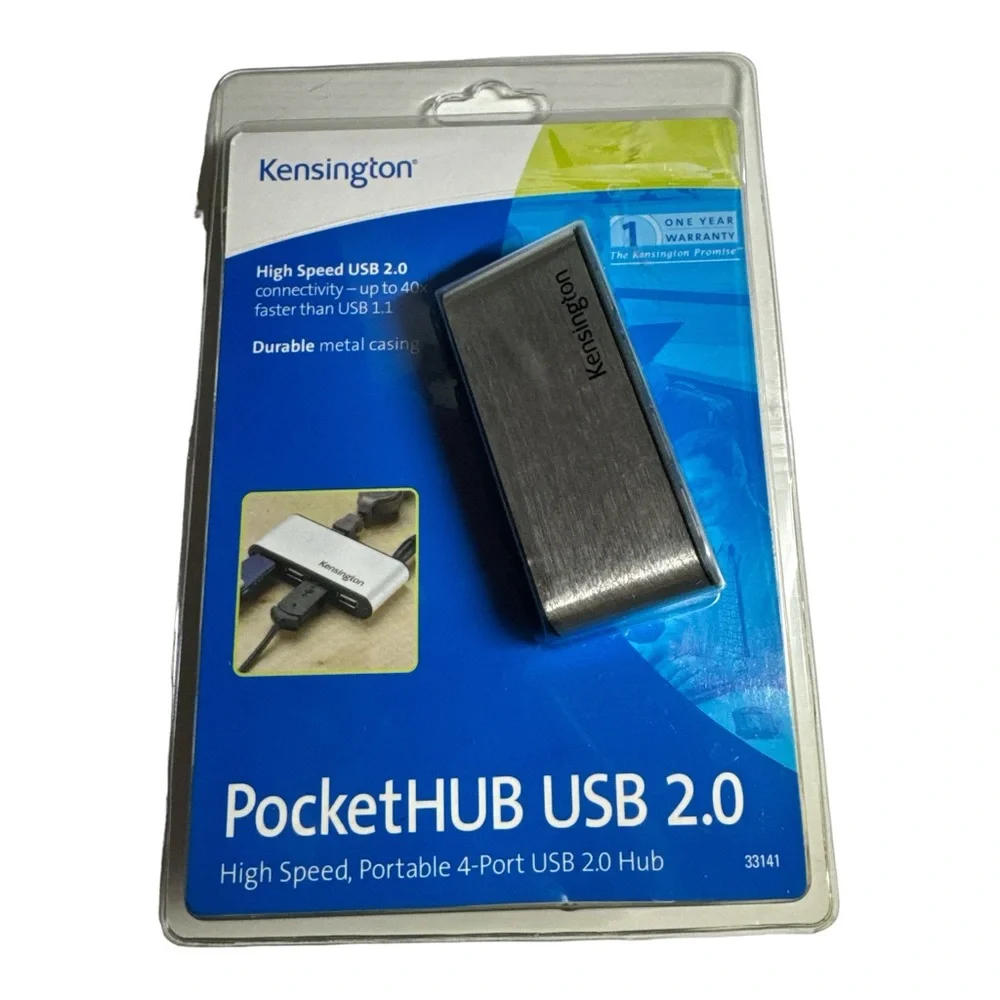 Kensington PocketHUB USB 2.0 Model #33141 High-Speed Portable 4 Port Hub